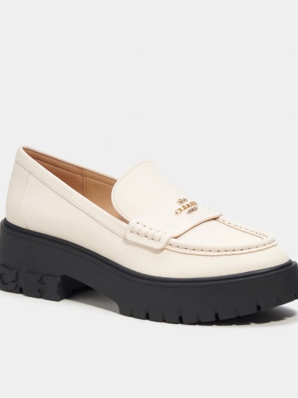 Coach Loafer Slip On Flats White/Black Leather Rubber Sole Women's US 10 - Picture 10 of 10